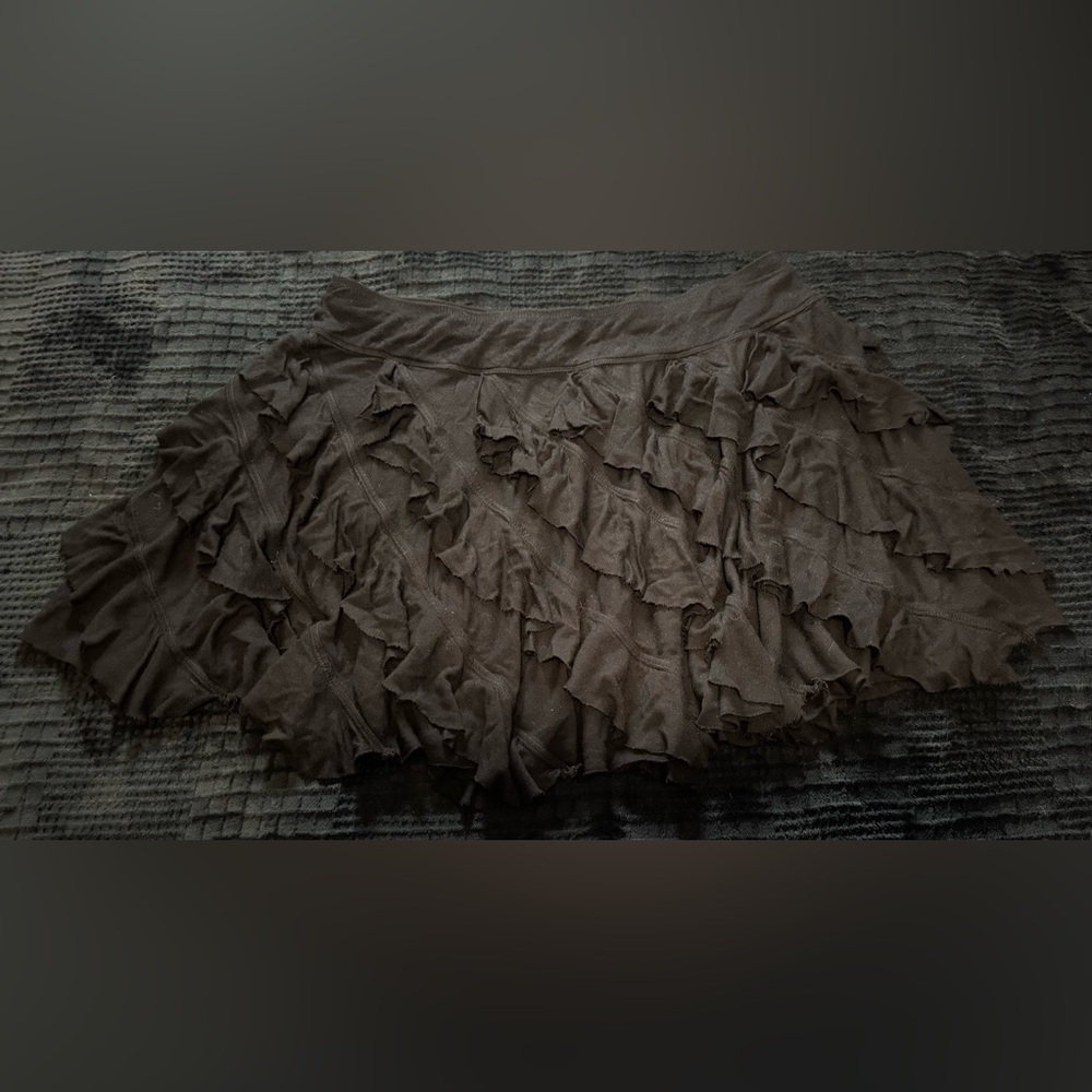 INC Black Ruffled Mini Skirt